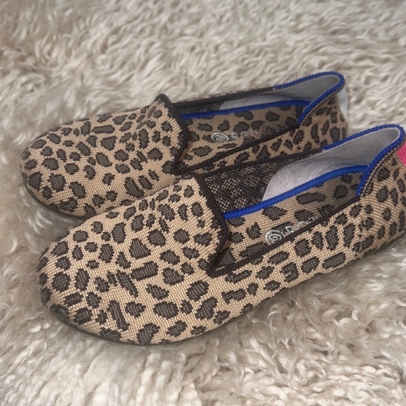 Rothy's Leopard Patterned Slip-Ons with Blue and Pink Accents - Picture 4 of 13
